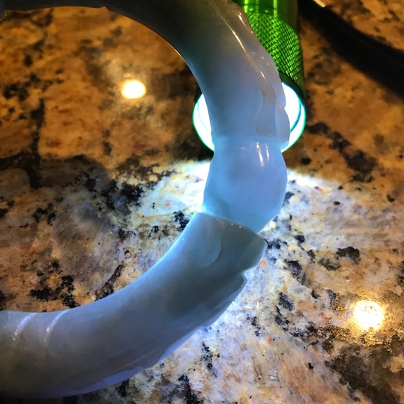 Vintage Antique Jade Dragons Chasing Pearl Bangle - Picture 8 of 8